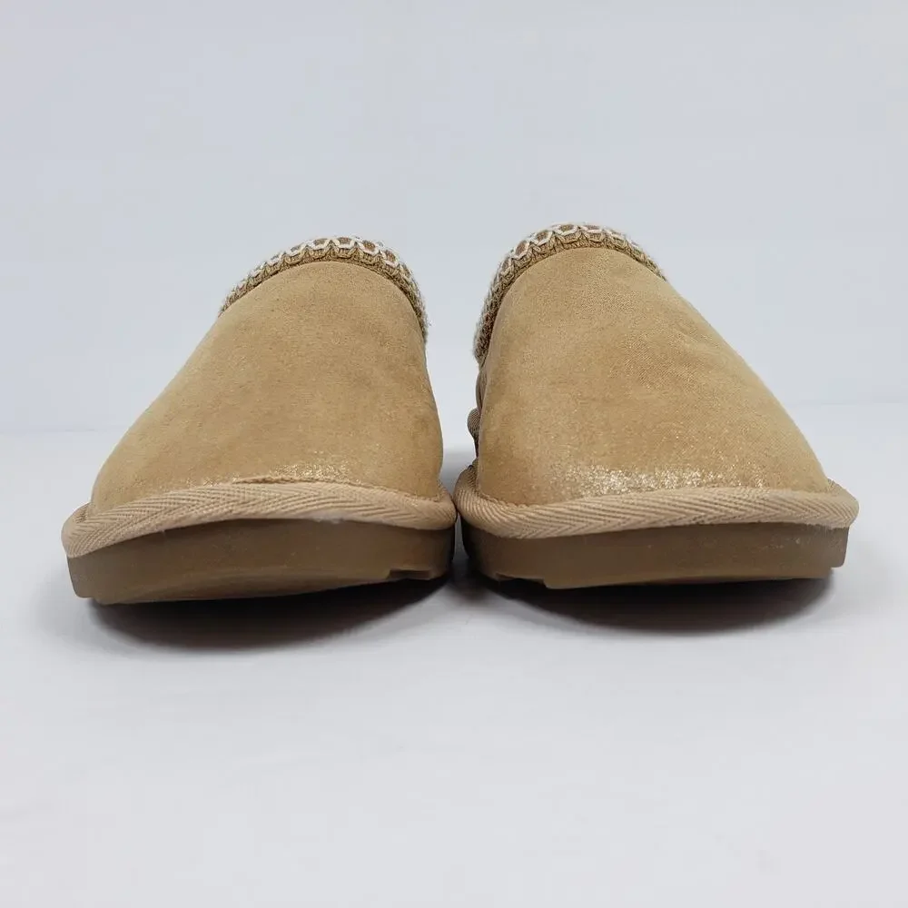 Nautica Darja Girls Size 1Y Gold Tan Slip On Casual Mule Slipper Shoes